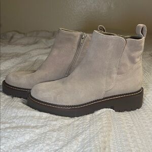 Beige Suede Ankle Boots water resistant size 6